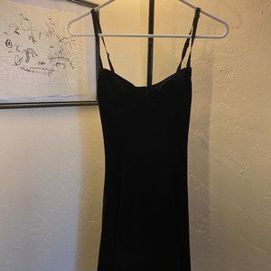 Velvet little black dress.